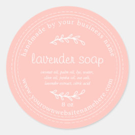 手作素朴りラベンダー石鹸ピンク ラウンドシール