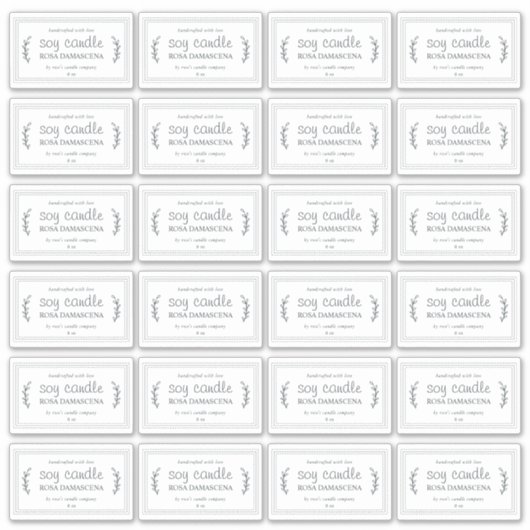 手作素朴りSoy Candleラベル24x白黒 シール (正面)