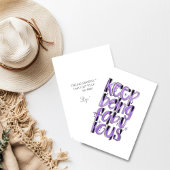 手保に紫色の文字が付いているさま サンキューカード