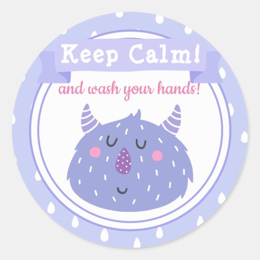 手保を洗え!コロナストップウイルス ラウンドシール (正面)