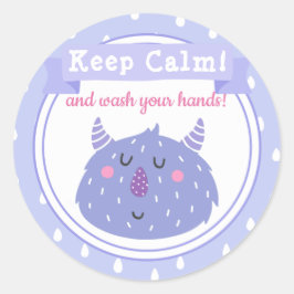 手保を洗え！コロナストップウイルス ラウンドシール