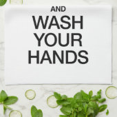 手保を洗って落ち着け キッチンタオル (折り畳み)