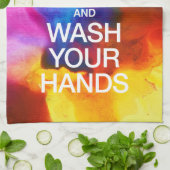 手保を洗って落ち着け |水彩 キッチンタオル (折り畳み)