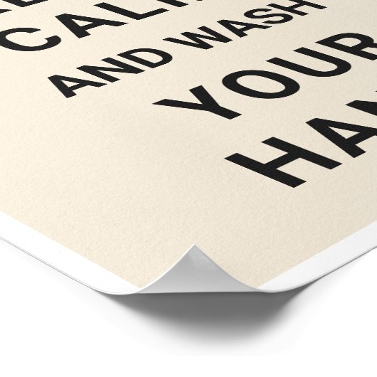 手保を落ち着けて洗うコロナウイルスCOVID-19 ポスター (角)