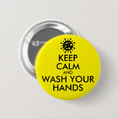 手保コロナウイルスを落ち着けて洗う 缶バッジ (正面&裏面)