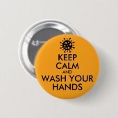 手保コロナウイルスを落ち着けて洗う 缶バッジ (正面&裏面)