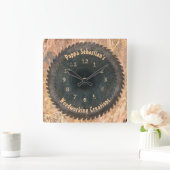 手利木製鋸刃素朴テンプレート スクエア壁時計 (ホーム)