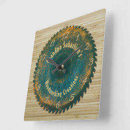 手利木製鋸刃素朴テンプレート スクエア壁時計