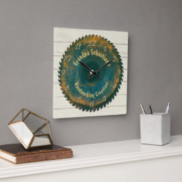 手利木製鋸刃素朴テンプレート スクエア壁時計