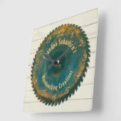 手利木製鋸刃素朴テンプレート スクエア壁時計 (傾斜)