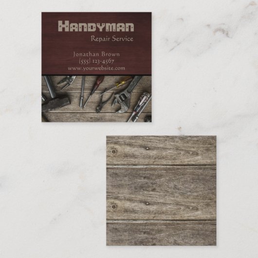 手利素朴き工具整備修理サービス スクエア名刺 (正面/裏面)