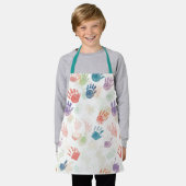 手刷りエプロン子供へ エプロン (着用した状態)