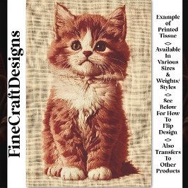 手刺繍かわいいフワフワの子猫BY9 Decopage 薄葉紙