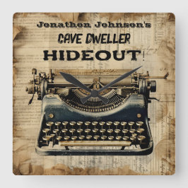 手動おもしろいタイプライター壁時計 スクエア壁時計