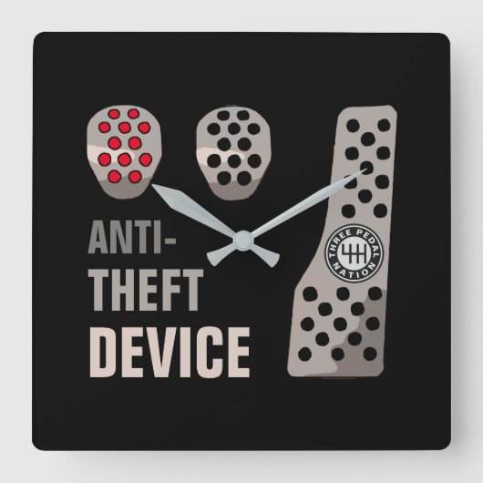 手動アンチ盗難 スクエア壁時計 (正面)