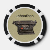 手動オールドヴィンテージブラックタイプライターon Tan ポーカーチップ (裏面)