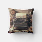 手動ヴィンテージアンティークタイプライターブラウンセピア クッション (正面)