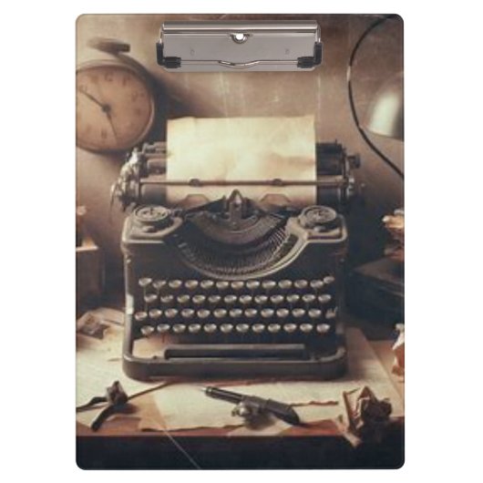 手動ヴィンテージアンティークタイプライターブラウンセピア クリップボード (正面)