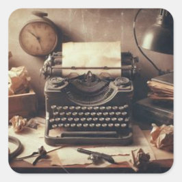 手動ヴィンテージアンティークタイプライターブラウンセピア スクエアシール