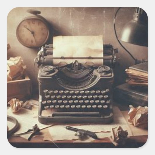 手動ヴィンテージアンティークタイプライターブラウンセピア スクエアシール (正面)