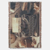 手動ヴィンテージアンティークタイプライターブラウンセピア スローブランケット (正面縦)