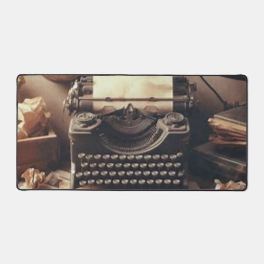 手動ヴィンテージアンティークタイプライターブラウンセピア デスクマット (正面)