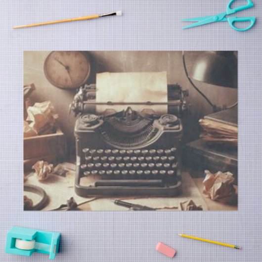 手動ヴィンテージアンティークタイプライターSepia Decompage 薄葉紙 (クラフト)