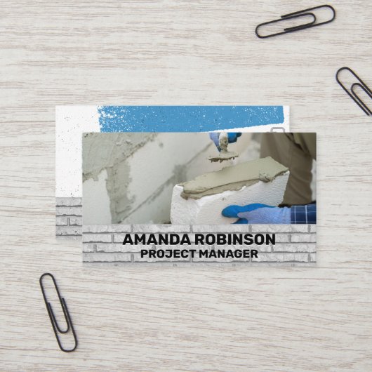 手動作業者 |モルタル |レンガの壁 名刺 (正面/裏面インサイチュ)