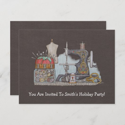 手動裁縫機 招待状 (正面/裏面)