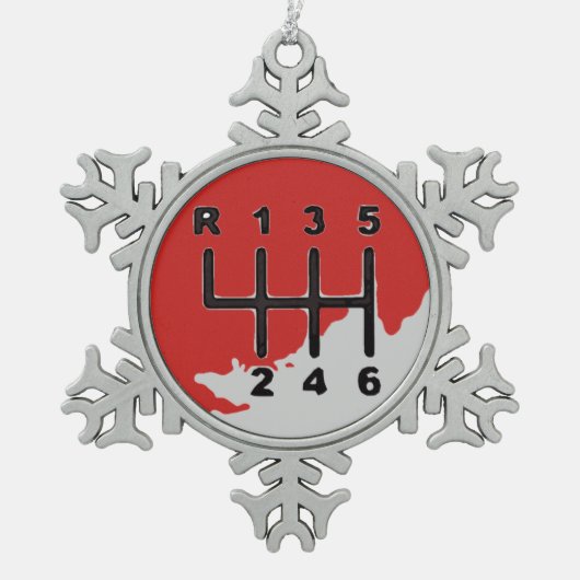 手動転送 – 色 スノーフレークピューターオーナメント (正面)