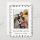 手名門私立校風の引きエレガントフレーム写真ホリデーカード シーズンカード (正面/裏面)