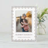 手名門私立校風の引きエレガントフレーム写真ホリデーカード シーズンカード (スタンド正面)