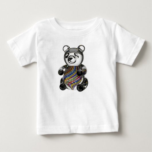 手吹きガラスのパンダ渦巻き模様 ベビーTシャツ (正面)