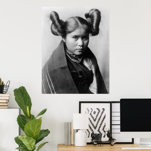 手和インディアンの髪型ファンシー女 ポスター (ホームオフィス)