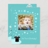 手品師の子供の誕生日のパーティの招待状 招待状 (正面/裏面)
