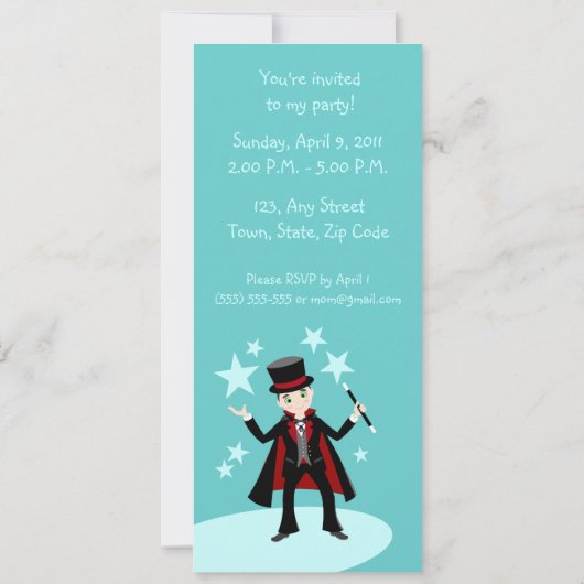 手品師の子供の誕生日のパーティの招待状 招待状 (裏面)