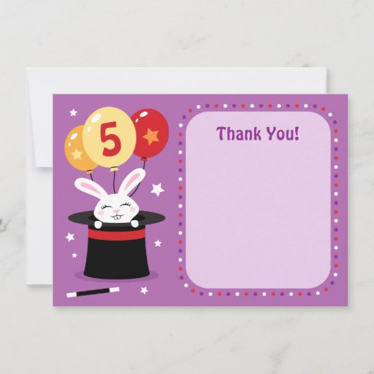 手品師の帽子の誕生会のウサギは感謝していしています サンキューカード (正面)