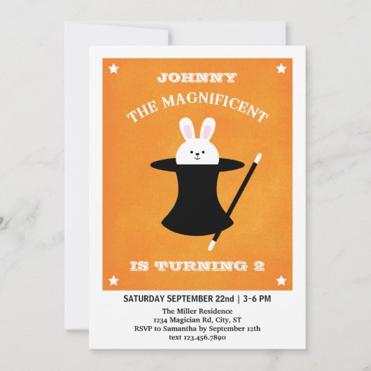 手品師の誕生日のパーティの招待状 招待状 (正面)