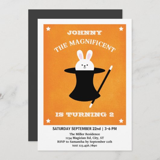 手品師の誕生日のパーティの招待状 招待状 (正面/裏面)