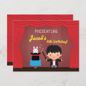 手品師は魔法のバースデーパーティ招待状をからかいます 招待状 (正面/裏面)