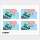 手回しクレジットカード 長方形シール (シート)