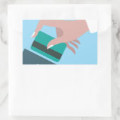 手回しクレジットカード 長方形シール (バッグ)