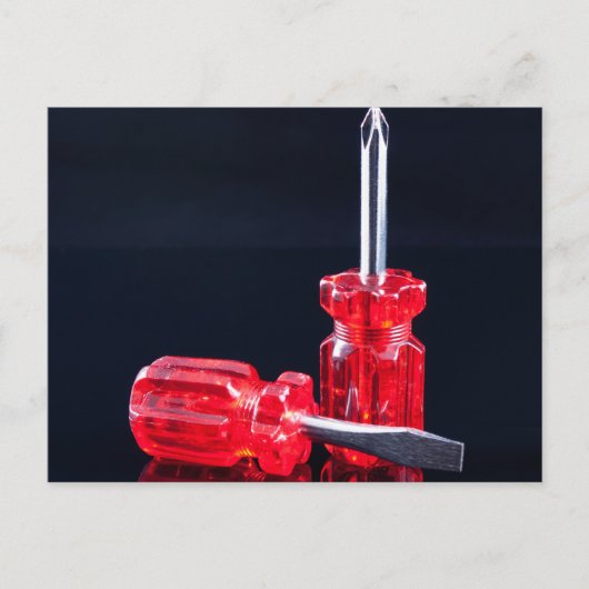 手回しモダンねじ回し工具プリント ポストカード (正面)