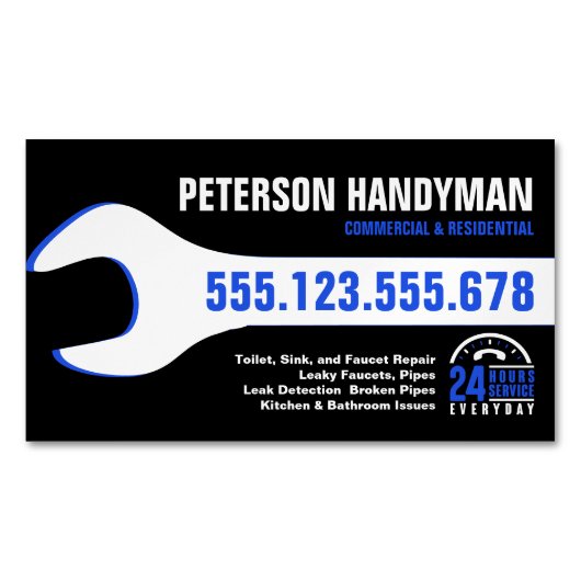 手回し配管用非常用レンチ24時間用工具 マグネット名刺 (正面)