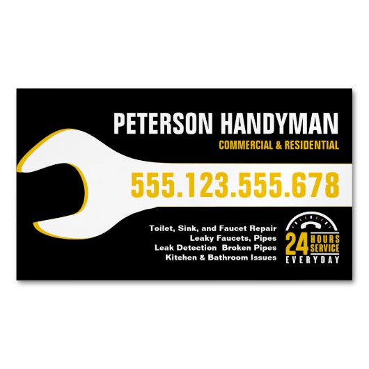 手回し配管用非常用レンチ24時間用工具 マグネット名刺 (正面)