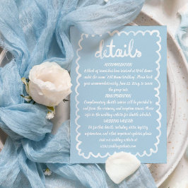 手図解入りの、写真付きのお洒落青の白い枠 エンクロージャーカード