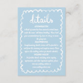 手図解入りの、写真付きのお洒落青の白い枠 エンクロージャーカード (正面)