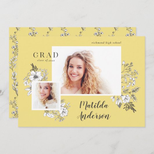 手図解入りの、写真付きのフローラ数々の写真科 案内状 (正面/裏面)