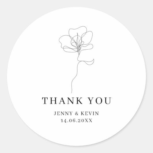 手図解入りの、写真付きの引き感謝してい花 ラウンドシール (正面)