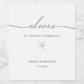 手図解入りの、写真付きの引き結婚のワインラベル ワインラベル (シングルラベル)